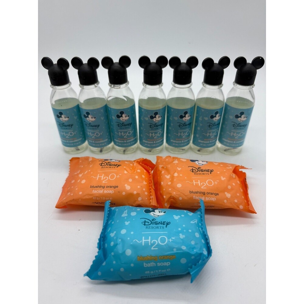 Disney Hotel H2O+ Amenity Lot 7 Shampoo/Conditioner & 3 Blushing Orange Soap